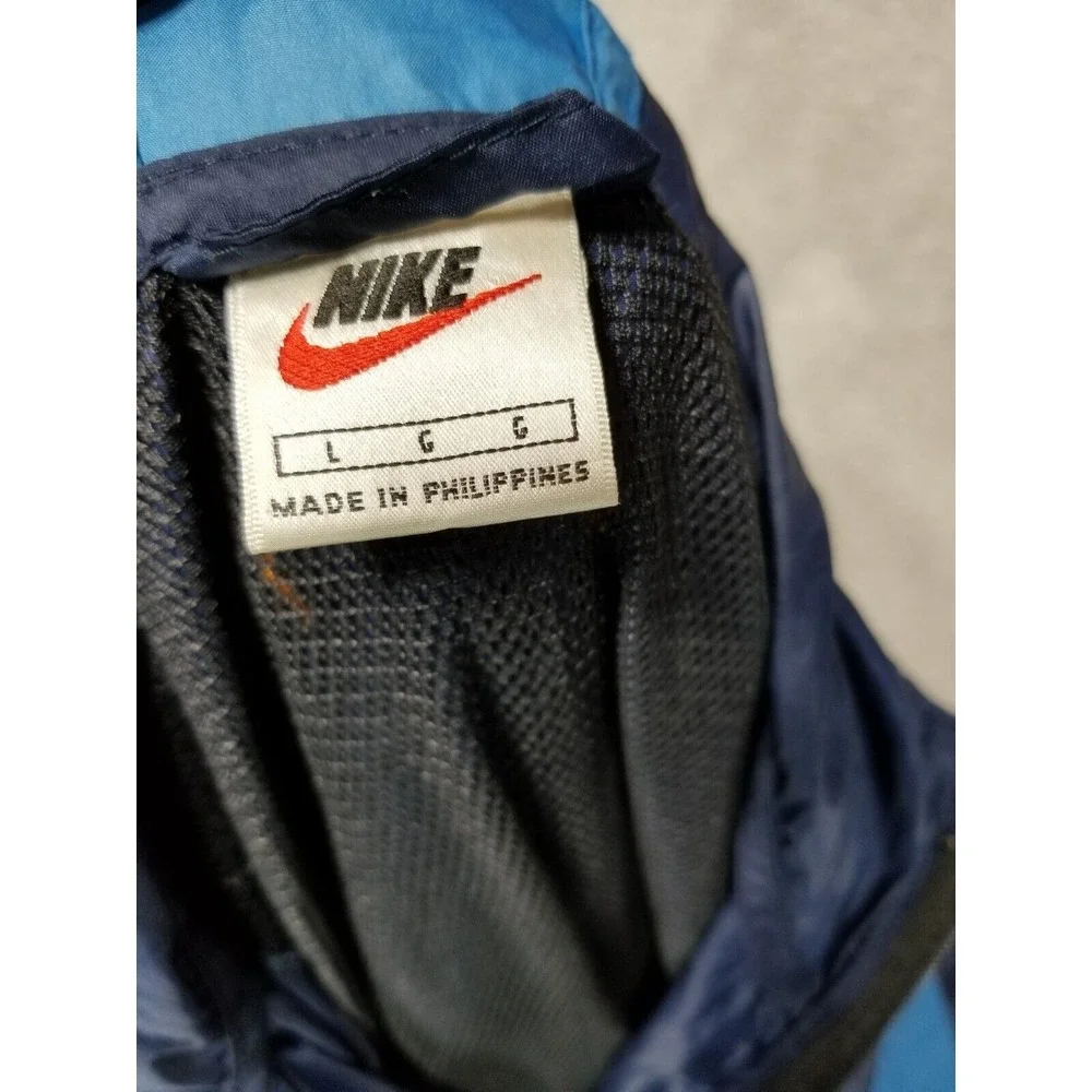 Nike Jacket Mens Large Vintage Blue 1/2 Zipper‎ Stripe Pullover 90s Y2K Swoosh